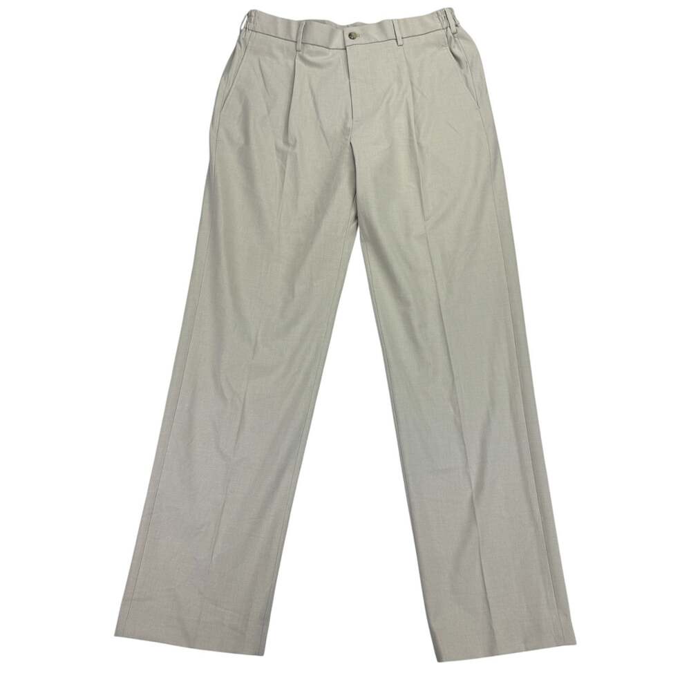 Tommy Hilfiger Mens TH Flex Dean Modern Relaxed Fit Pleated Pants Tan 34x34